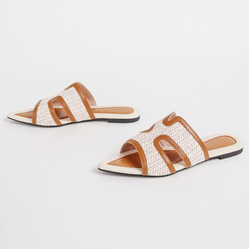 Fashion Fashion Pointed Toe Flat Sandals Women 36-43 Large Size Open-toe Women Sandals Summer Comfortable Non-slip Vacation Beach Shoes