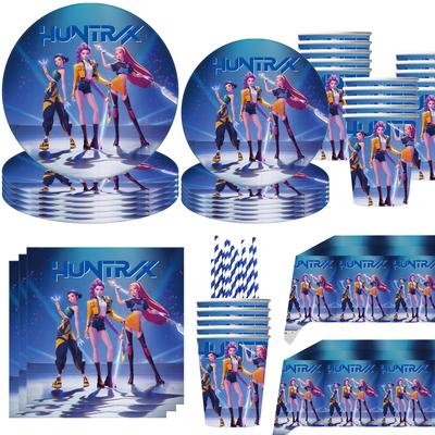 K-pop Охотники на демонов Декор для вечеринки по случаю дня рождения Корейский Аниме Набор Посуда Скатерть Стакан Воздушный шар Топпер для торта Сувениры для девочки