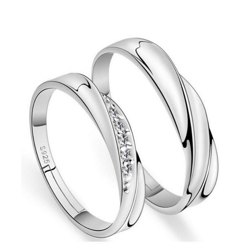Tonglin S925 Sterling Silver Adjustable Couple Rings - Personalized Wedding Bands for Men & Women.