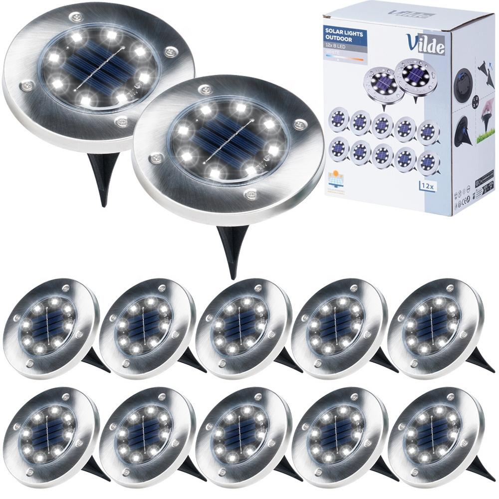 Solar LED garden lamps, steel, driven in, 11.5 cm, 12 pcs.