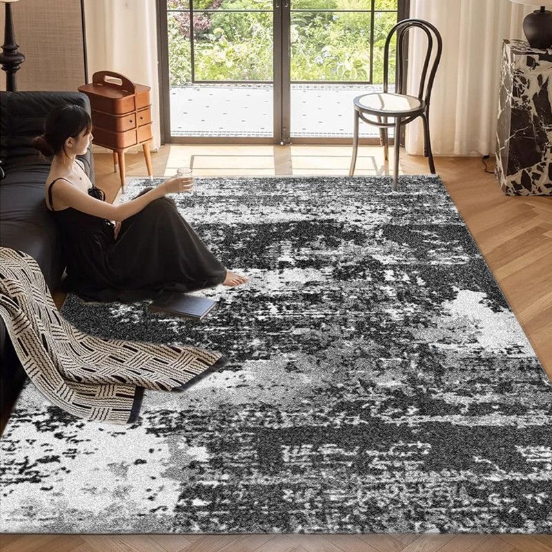Black and White Carpet Living Room Carpet Light Luxury Style Dark Color Bedroom Abstract Sofa Comfortable and Dirt Resistant