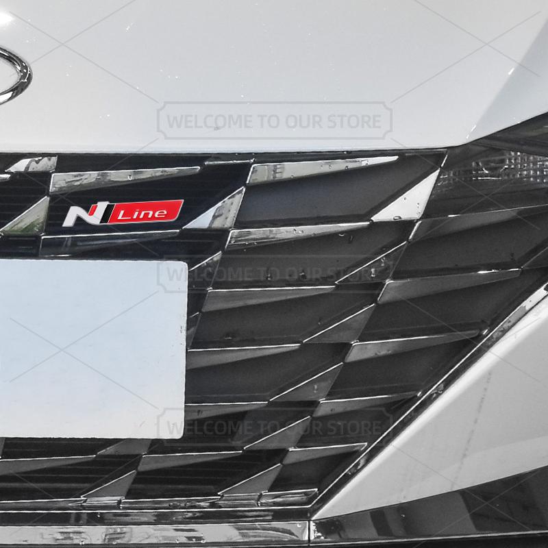 Car 3D Metal N Line Body Emblem Grille Badge Decals Auto Tail Sticker For Hyundai Elantra Veloster Kona Tuscani Tucson I30 I10 T2