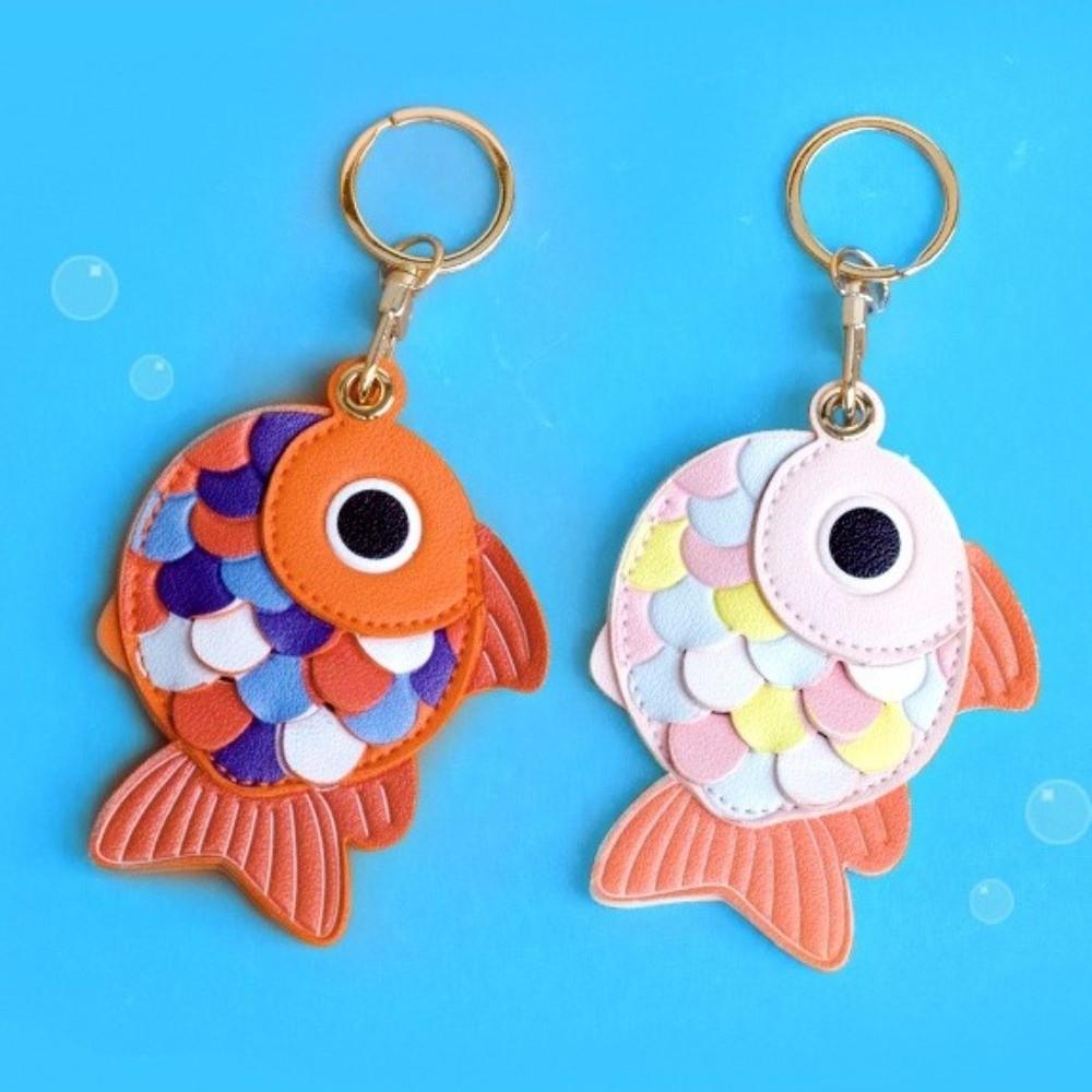 3D Fish-Scale Access Card Cover Goldfish Fish Keychain Keychain Holder Bag Hanging