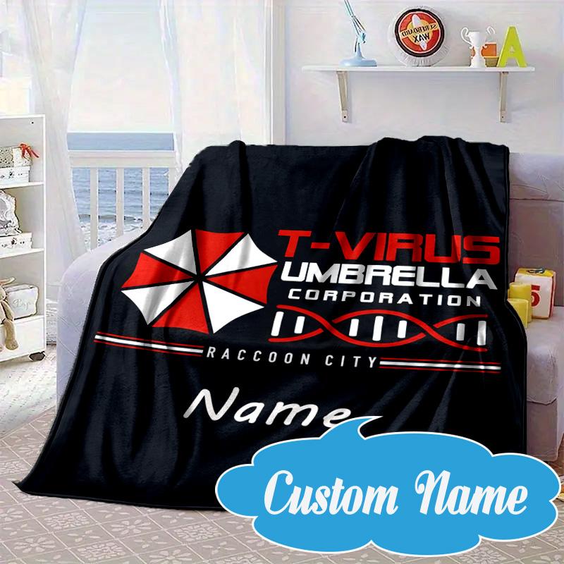Custom Name Resident Umbrella Corporation Blanket bed sofa Blanket Flannel Blanket for Camping, Hiking, Picnic Essentials,gift for Fan family