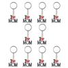 10Pcs Keychain Alloy Material Heart Pendant Family Birthday Present Key Ring DecorationMOM