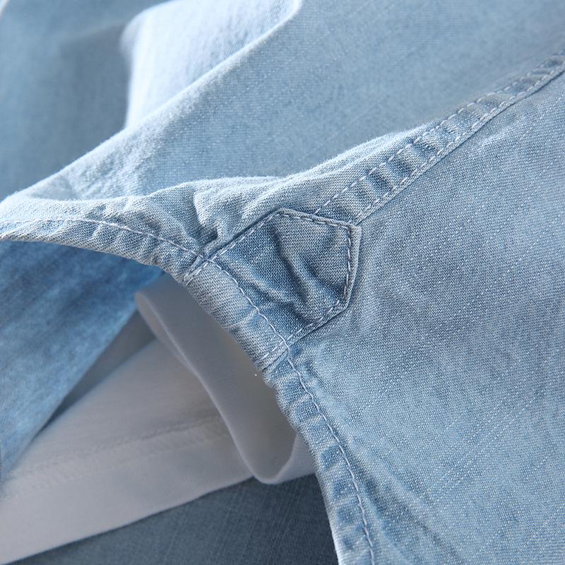 Мужская джинсовая рубашка больших размеров на весну и осень, винтажная потертая рубашка