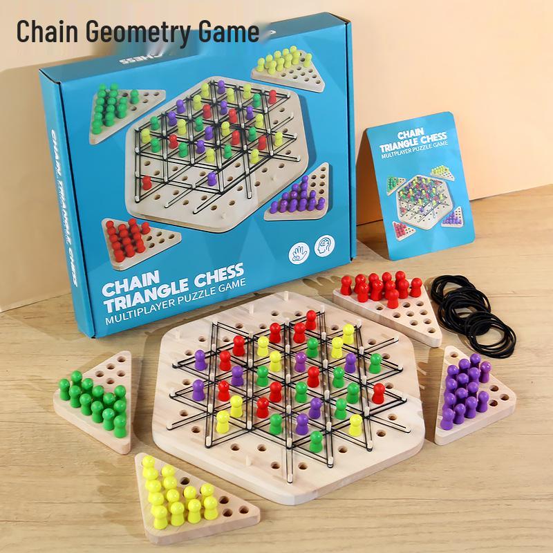 Wooden Geometric Triangle Chess Board – Parent-Child Interactive Educational Game for Kids