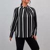 Осенне-зимняя женская полосатая рубашка с круглым вырезом, свободные топы больших размеров
