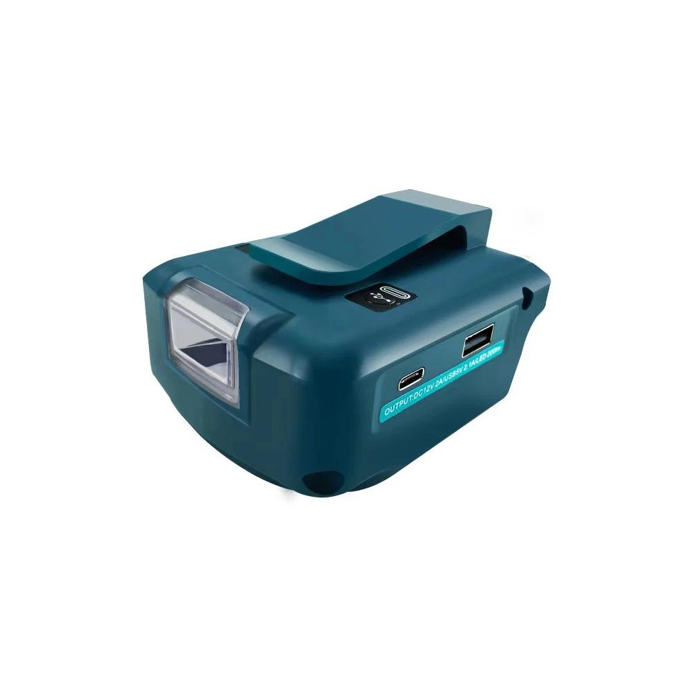 Портативный адаптер питания для аккумуляторов Bosch 18V BAT622 BAT609 BAT618G BAT609G Li-ion с LED-индикатором и портом USB Type-C