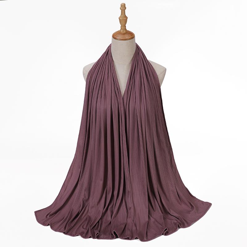 Рубчатый трикотажный хиджаб Мусульманский однотонный шарф Креповый хиджаб Шарф Мягкая исламская шаль Обёртывания Повязка на голову Вуаль Женщина Мусульманка