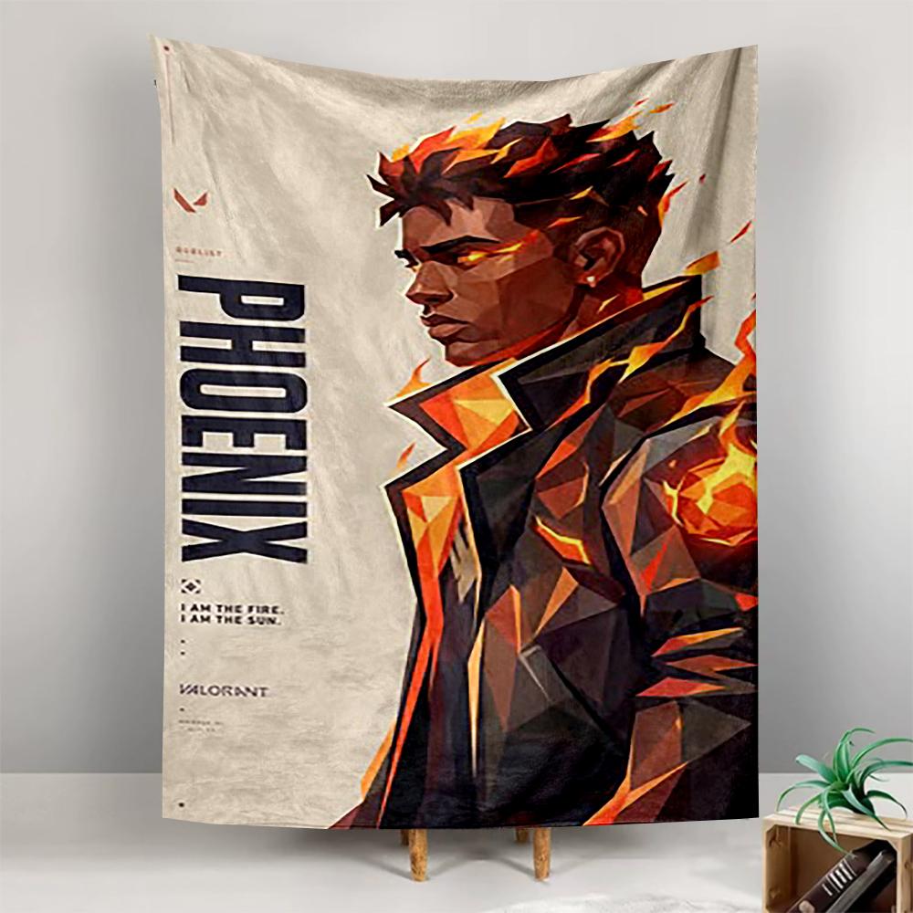 Wall Hanging Tapestry Phoenix Valorant Fire Character Gaming Bohemian Home