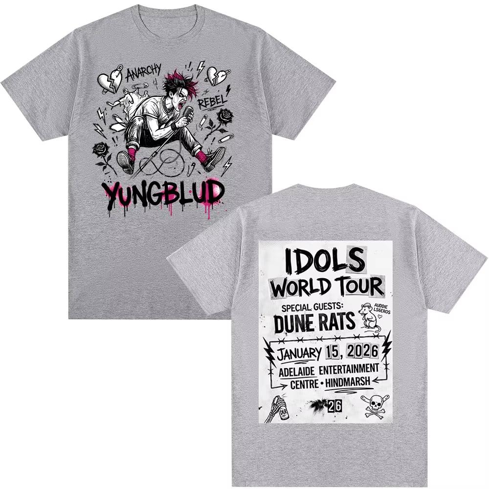 Singer Yungblud IDOLS World Tour 2026 Tshirts Fan Gifts Unisexs Women Clothing Fashion Short Sleeves Top  Summer TShirt Unisex