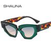 SHAUNA модные двухцветные женские многоугольные солнцезащитные очки «кошачий глаз» ретро градиентные мужские солнцезащитные очки UV400