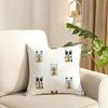 Cartoon French Bulldog Pattern Cushion Cover Reversible Plush Pillow Cover Soft Fluffy  Home Decor for Sofa Bedroom