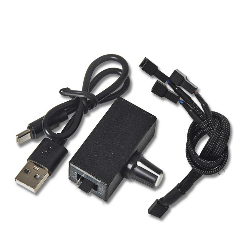 Регулируемый контроллер скорости вентилятора охлаждения ПК USB-кабель-адаптер 4Pin DC5V-12V преобразователь питания с 2/3-сторонним разветвителем