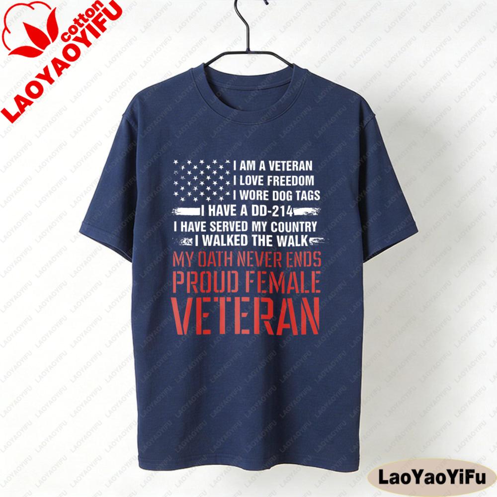 Proud FeUnisex Veteran Shirt Veteran Day Tshirt 4th of July Gift Veteran Women Tee Oversized Tees Oneck Pattern Clothes Tops