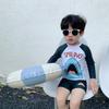 2024 Детский праздничный купальник с длинными рукавами Baby Shark и шортами - Пляжные купальники для мальчиков с защитой от ультрафиолета