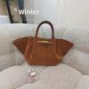 Vintage-Style Folding Basket Tote: Large Capacity Cowhide Bag for Women