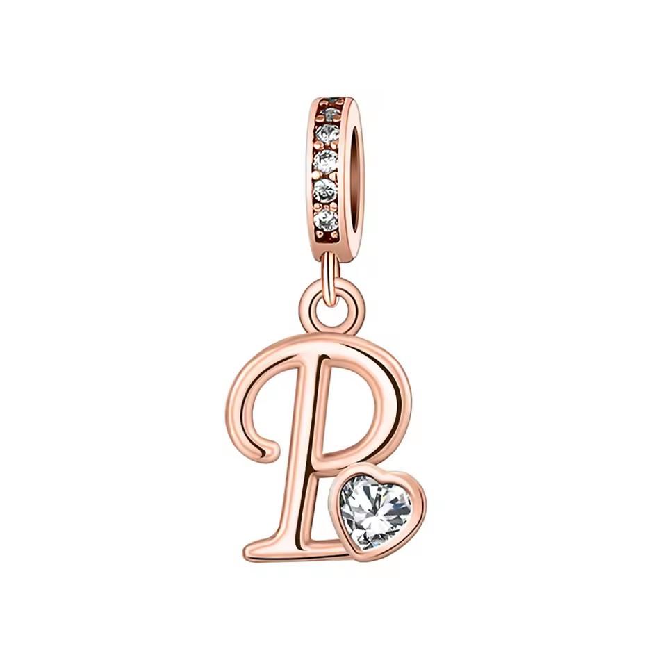 Новый медный с покрытием Rose Gold, Light Gold, двухцветный, с 26 английскими буквами, подвеска-шарм, совместим с браслетами, ожерельями, для самостоятельного изготовления украшений