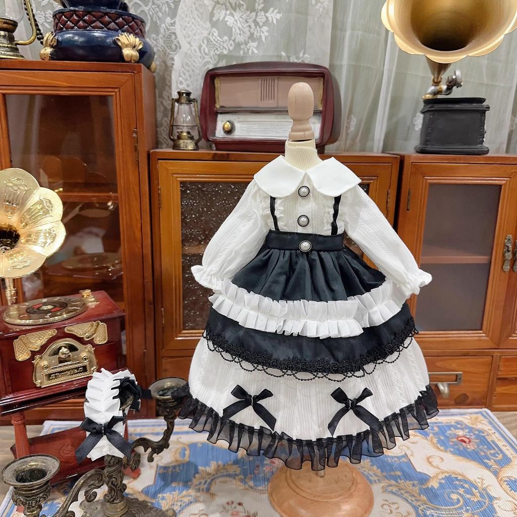 HAMRETHYPPZ 14 16 13 BJD Шарнирная кукла Платье куклы Костюм куклы Одежда горничной Платье шарнирной куклы Нарядная кукла Платье принцессы, Белый + Черный