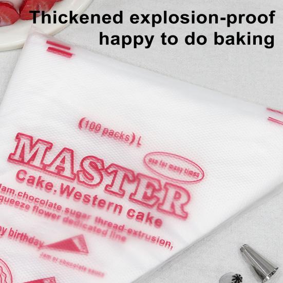 100 Pcs Pastry Bags Food Grade Disposable Piping Bags Transparent Leakproof No Odor Frosting Cakes Cookies Decoration Icing Piping Bags