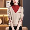 Women's Fake Two-piece Knit Sweater Sweater Fashionable Fashion Western Style Autumn and Winter Bottoming Shirt