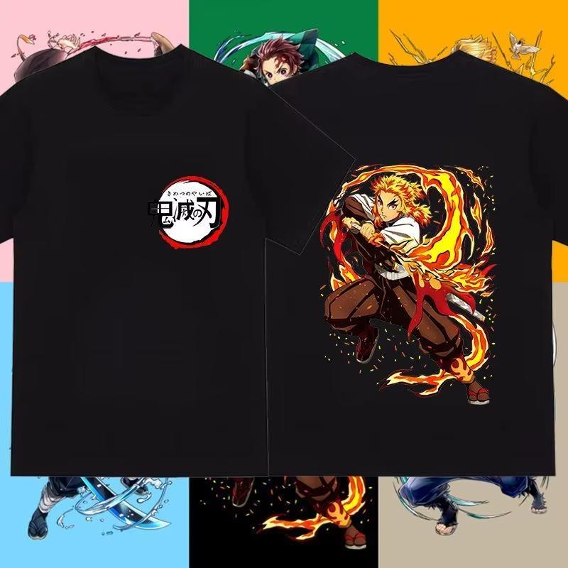 Demon Slayer Kyojuro Rengoku Cotton TShirt Anime Graphic Print Casual Streetwear Style