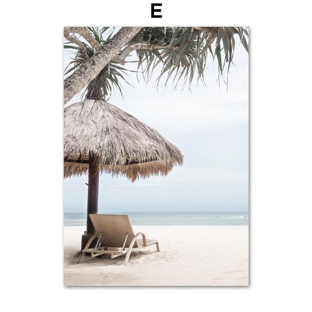 Морской пляж, чайка, тростник, песчаный мост, дерево, настенная живопись на холсте, постеры на скандинавскую тему и принты, настенные панно для декора гостиной