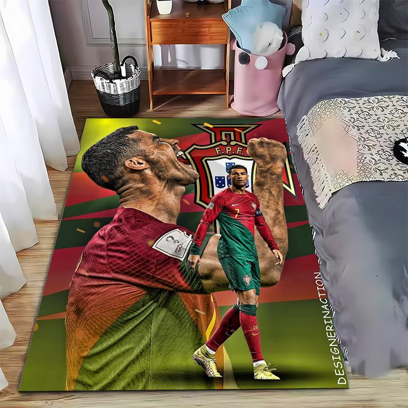 Soccer-Themed Designed floor mat, suitable as a non-slip mat for the living room or bedroom sofa