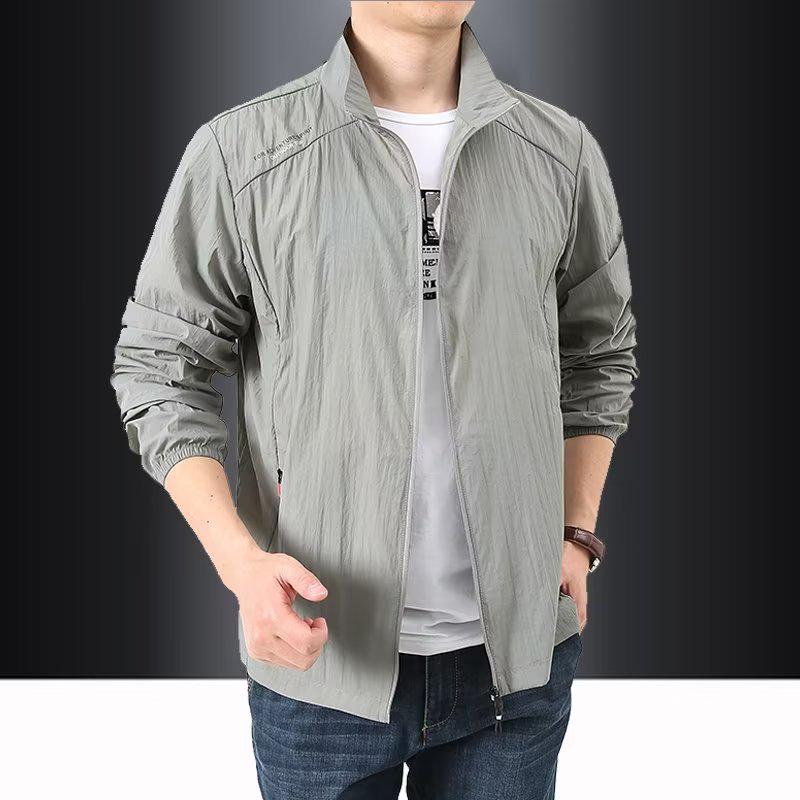 Men's Summer Stand Collar Sun Protection Windbreaker - Breathable, Hoodless, Outdoor Sports Jacket