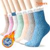 7 Color Comfortable Women's Fleece-Lined Tube Socks with Grips Warm Winter Ankle Socks with Full Coverage Socks
