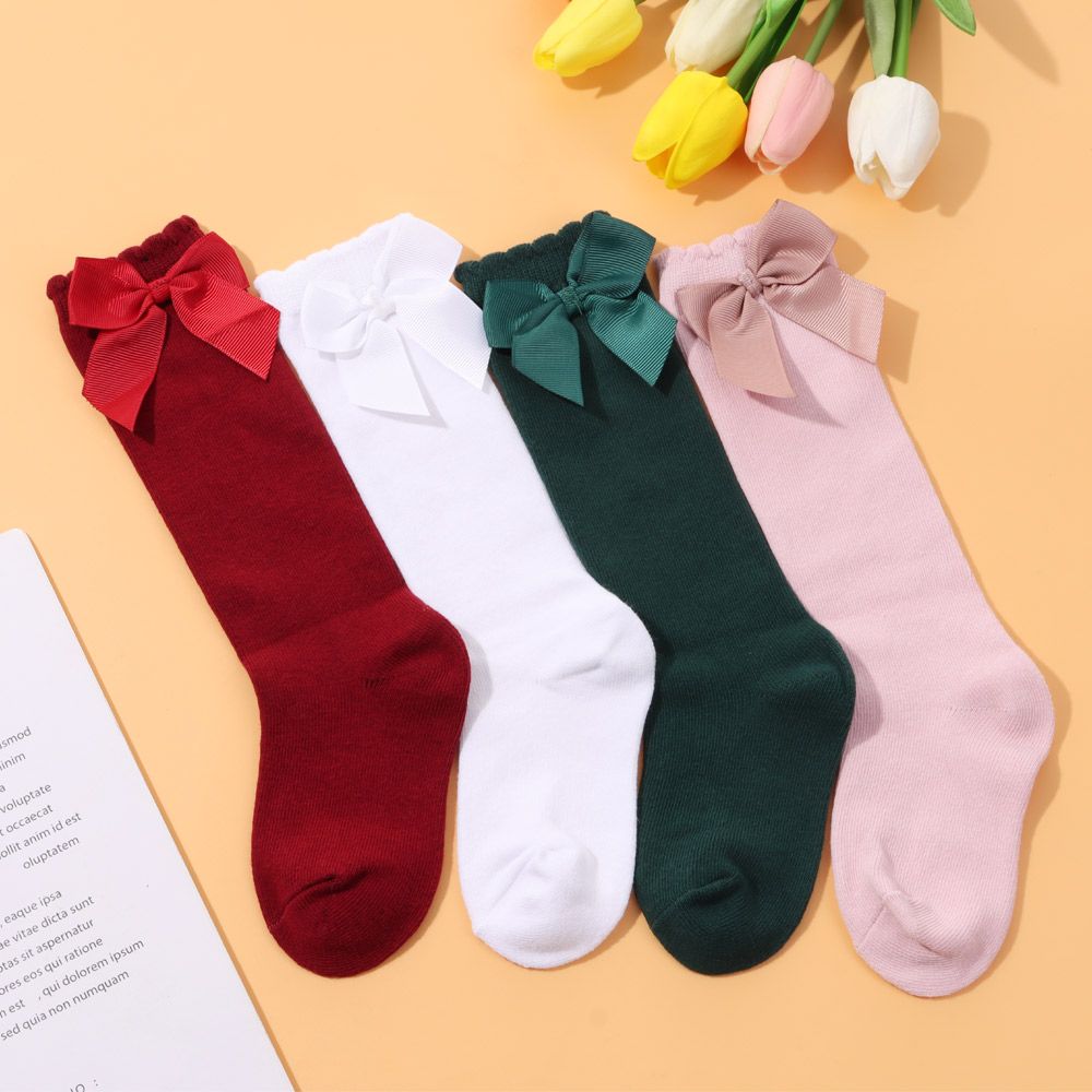 Big Bow Autumn Winter Children Cotton Floor Socks Baby Toddlers Socks High Long Sock