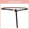 Casual Ladies Leather Thin Belt With Minimalist Knot Design And Closure Alloy