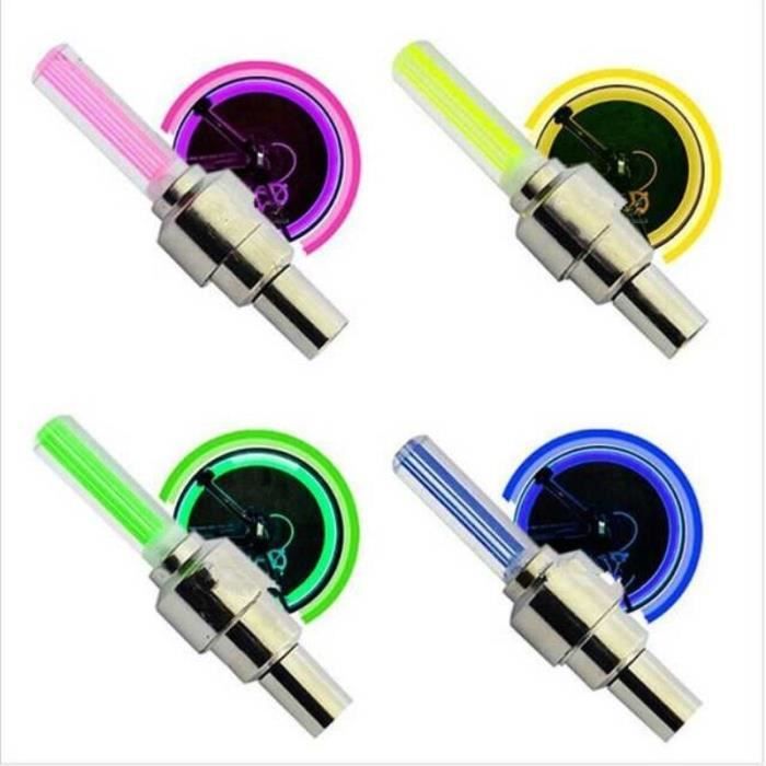 Éclairage de roue de bicyclette à Led, nouveau, installation sur la Valve de pneu de bicyclette, accessoires de vél Bleu -WGHY3903