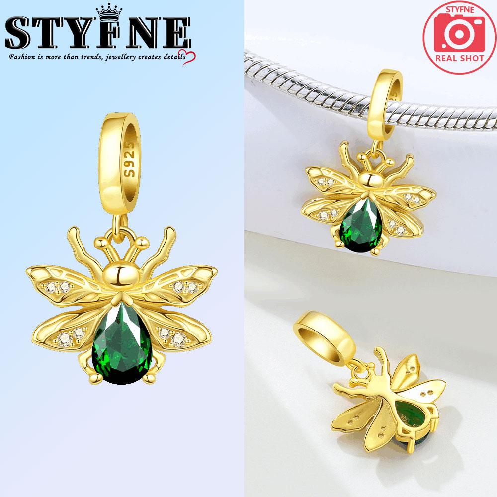 Copper Dreamy Bee Firefly Luminous Purple Butterfly Charms Beads Pendant For Original Bracelet Woman Girl Jewelry