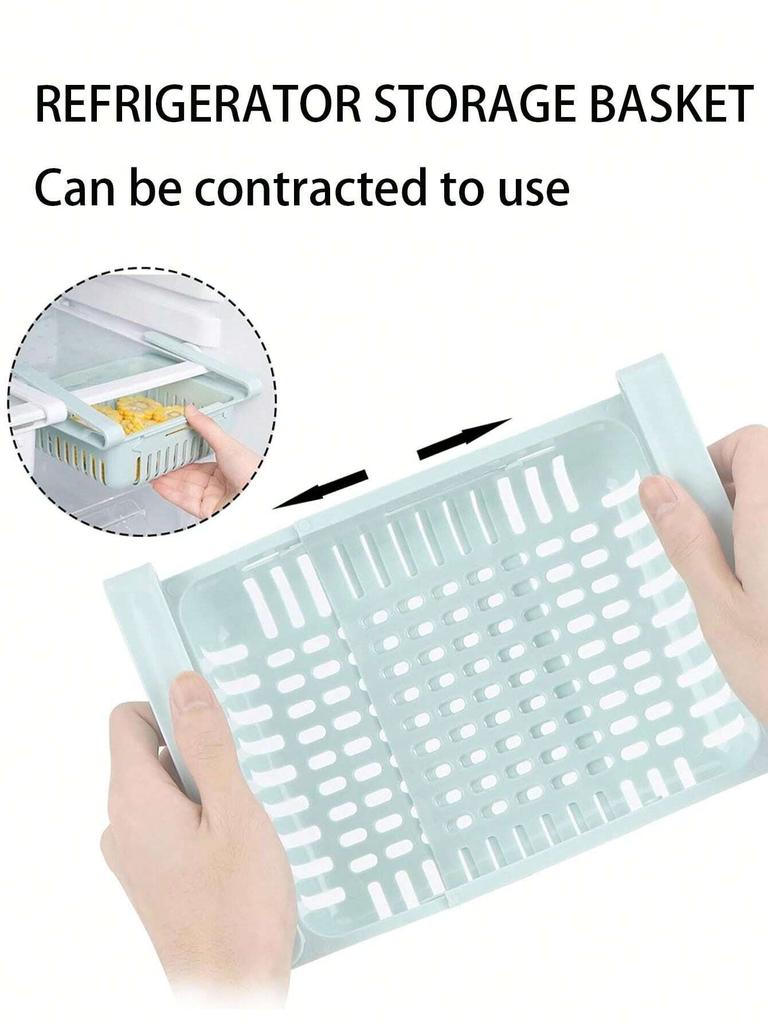 Корзина для хранения в холодильнике, расширяемая пластиковая полка-контейнер, органайзер для холодильника, ящик для экономии места, кухонные принадлежности