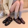 Sheepskin Version~ French Retro Loafers Round Head Deep Mouth Single Shoes 25 New One-pedal Mary Jane Shoes Small Leather Shoes