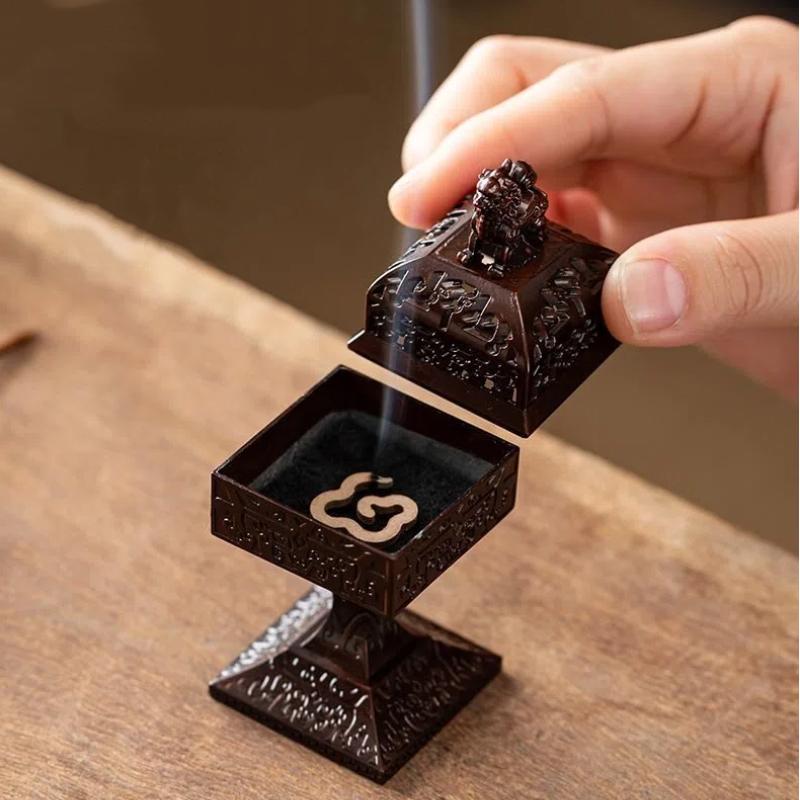 Square Zinc Alloy Incense Burner with Pedestal – Modern Aromatherapy Decor & Gift