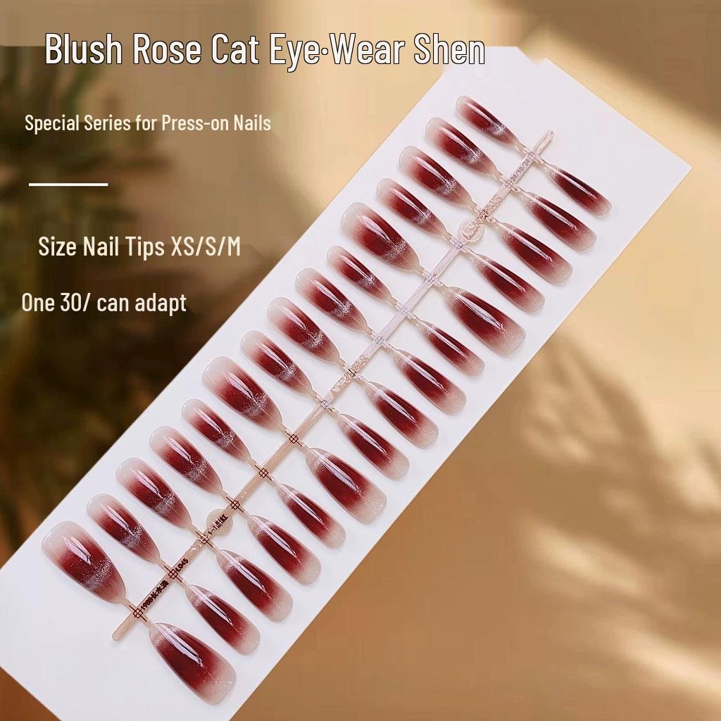 Spring Collection Cat Eye High-End Wearable Fake Nails - Pre-Made Temperament Nail Pieces 054-327