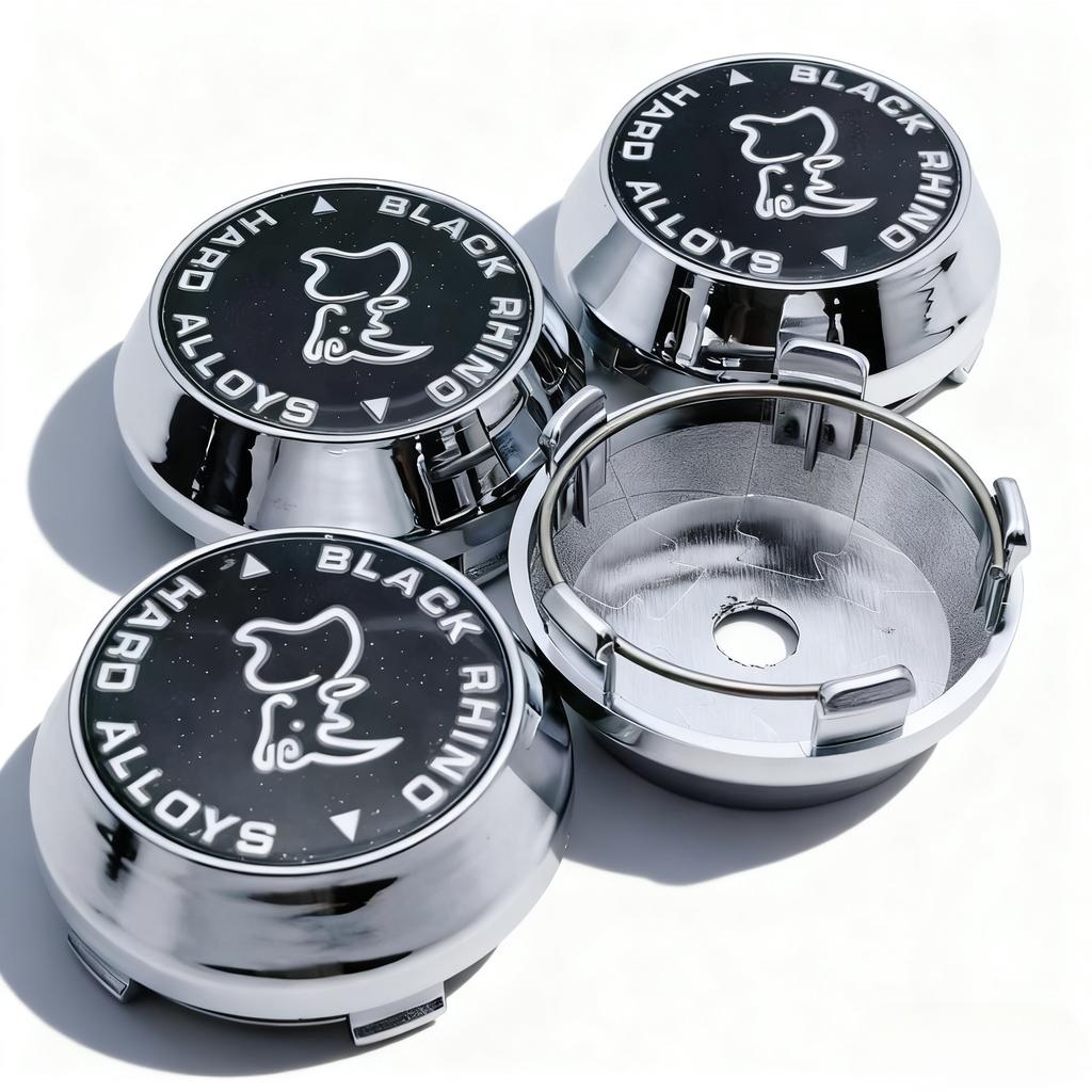 AAYP1 4pcs Black Rhino Logo Emblem Car Wheel Center Caps 60MM 56MM Wheels Hub High Cap Rhinoceros Badge Rim Hubcaps Cover Accessories