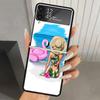 Чехол для телефона Samsung Galaxy Z Flip 6 5 4 3, жесткий ПК, летний пляжный, с фламинго, черная крышка, ZFlip6 Flip5 Flip4 5G, складной, с принтом