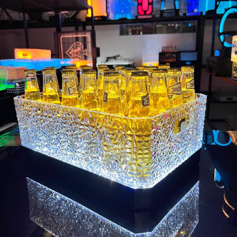 ZISIZ Upgraded Ice Pattern Illuminated Bar Wine Display Rack