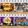 Happy Halloween Party Decoration Hanging Cloth Horror Moon Pumpkin Witch Bat Castle Photography Studio Background Cloth