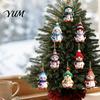 Festive Wall Hanging 16PCS Wooden Christmas Snowman Pendants, Colorful 2D Flat Ornaments, Indoor Holiday Decorations Knitted Hats And Scarves
