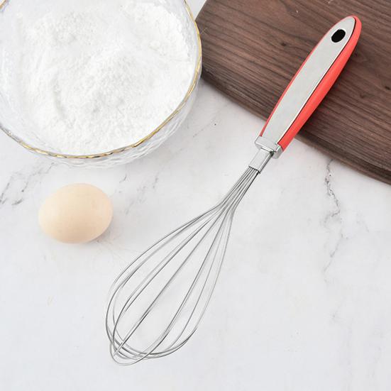12-Inch Stainless Steel Egg Whisk Anti-slip Rubber Handle Handheld Manual Egg Mixer Stirrer Beater Kitchen Baking Cooking Tool