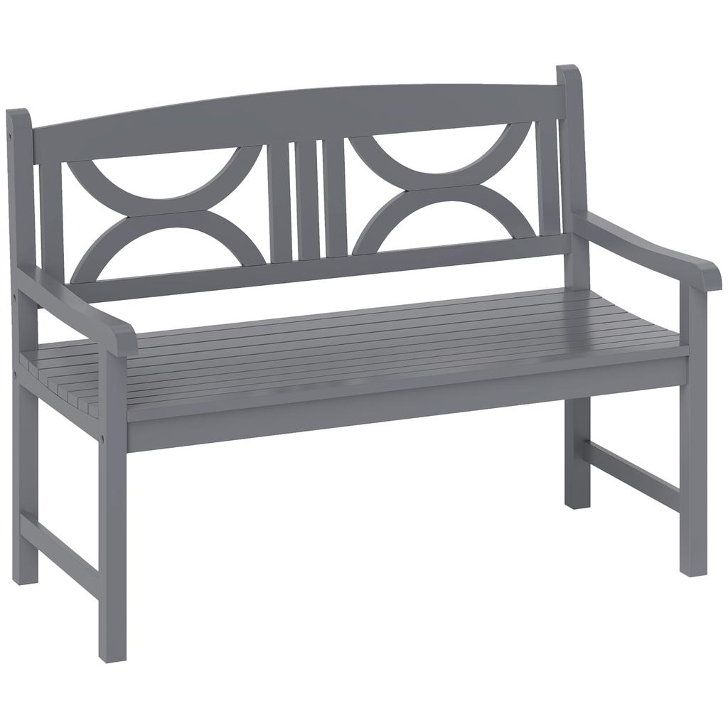 2-Seater Wooden Garden Bench Outdoor Patio Loveseat for Porch, Grey