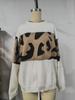 European & American Leopard Print Contrast Sweater - Casual, Loose-Fit, Round Neck Pullover for Women - Perfect for Autumn & Winter.