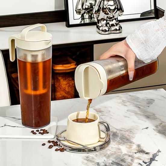 1100ml Cold Extraction Pot Cold Brew Coffee Maker Pitcher with Removable Filter Tea Infuser Spout Leak-proof Brewing Kettle for Restaurant Kitchen