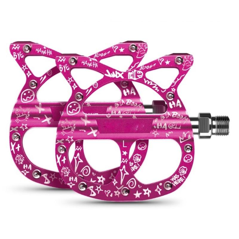 Aluminum Alloy Mountain Bicycles Pedals Cats Shape Cycling Pedals 3 Seal Bearings Nonslip Bike Pedals Easy to Install