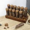 Portable Tea Tube Display Rack Walnut Wood Tea Tube Bottle Coffeware Set Coffee Bean Storage